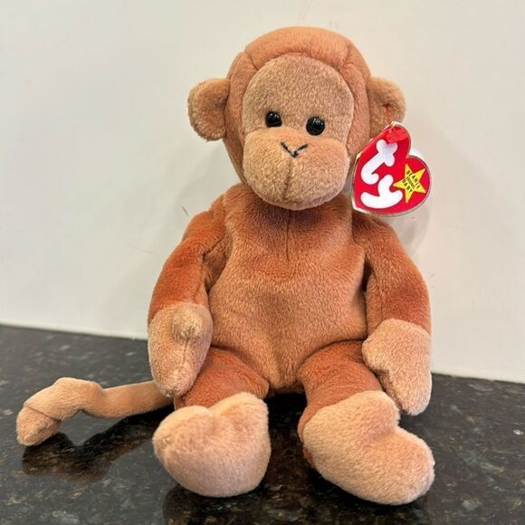 Ty Beanie Baby “Bongo” the Adorable Monkey with Tan Tail - Classic 90s Beanie - Picture 1 of 10